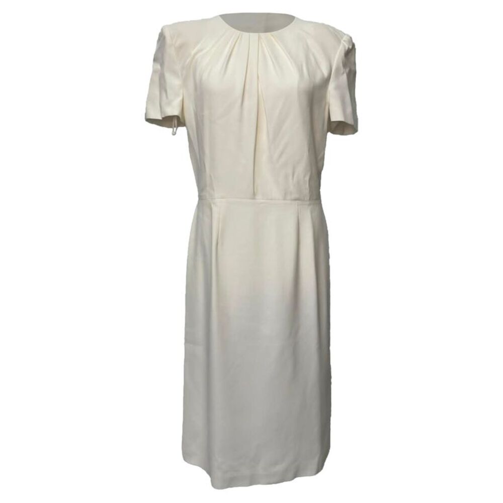 Alexander Mcqueen Short Sleeve Midi Dress in White Viscose